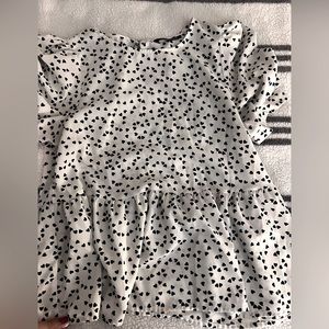 Adorable white blouse with Black hearts